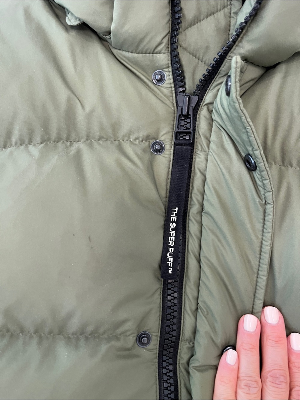 Aritzia Super Puff Long Olive Green Hooded Puffer Down Coat Like New XXS - Picture 7 of 9